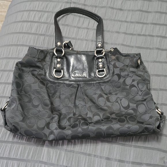 Coach Handbags - Ashley Coach Black Signature Shoulder Bag